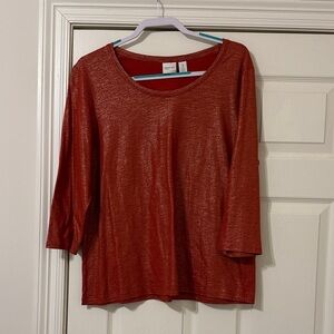 Chico's Shimmering Red Long Sleeve Top